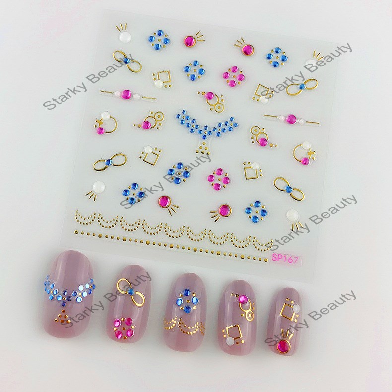 Imitation gilt sapphire 3D self-adhesive nail applique waterproof long-lasting nail sticker