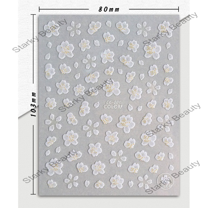 Transparent White Flower 3D Nail Sticker