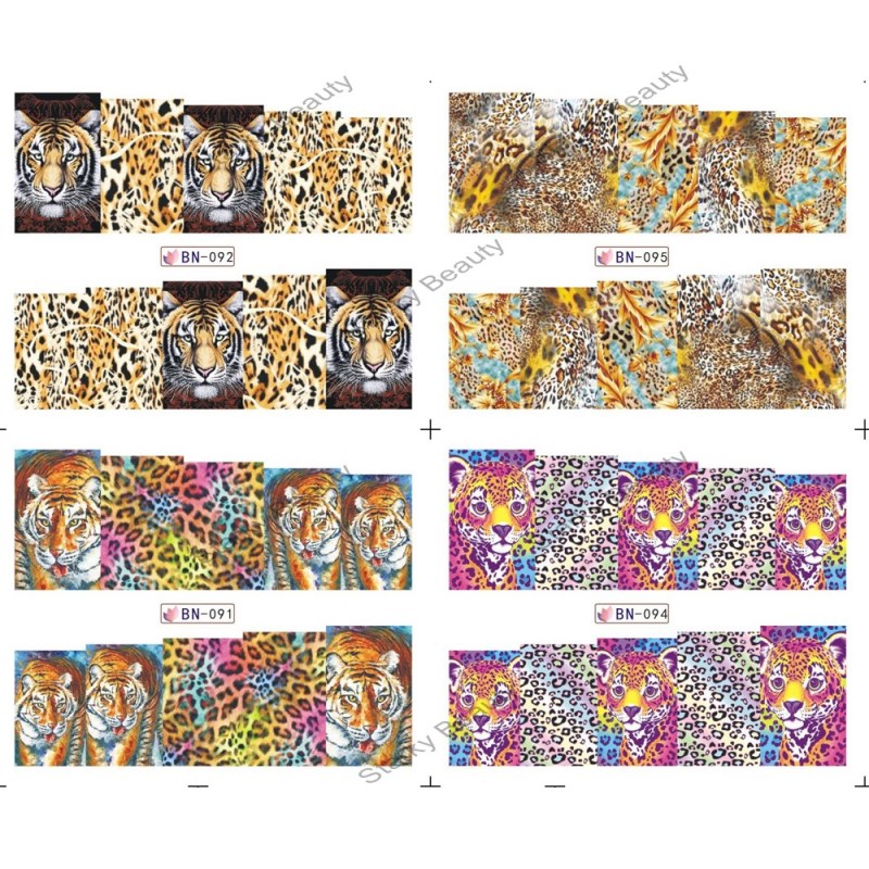 Water Transfer Animals Pattern Leopard grain French Nail Stickers