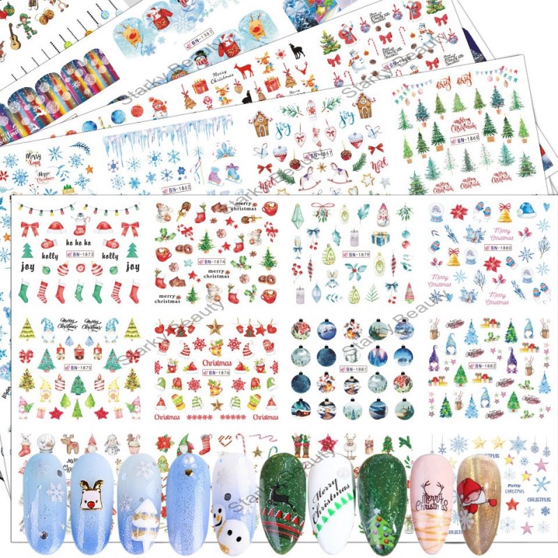 Mixed Christmas Snowflakes /Snowman Water Transfer Nail Art Sticker DIY Nail Art Decal Decoration