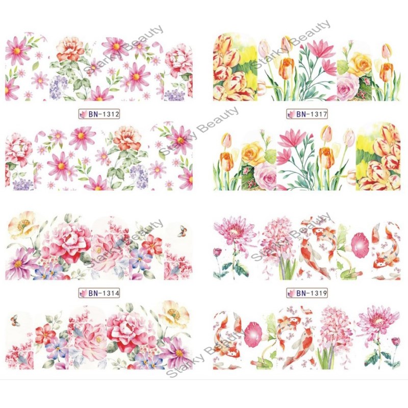 Nail Art Water Transfer Stickers lotus water  flower slider adhesive Watermark Decals