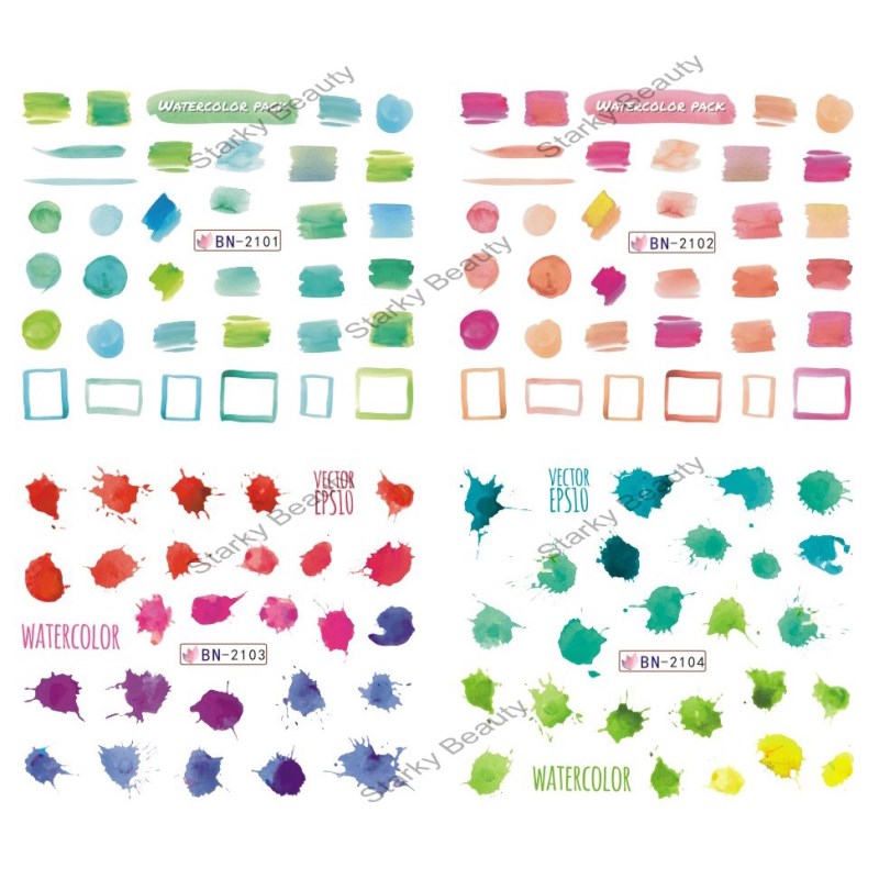 2022 Colorful geometry Design Water Nail Sticker