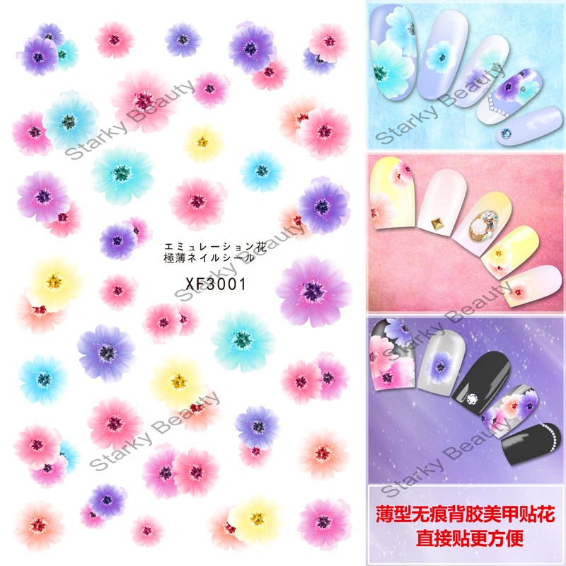 Newest DIY self adhesive back glue nail sticker sheet