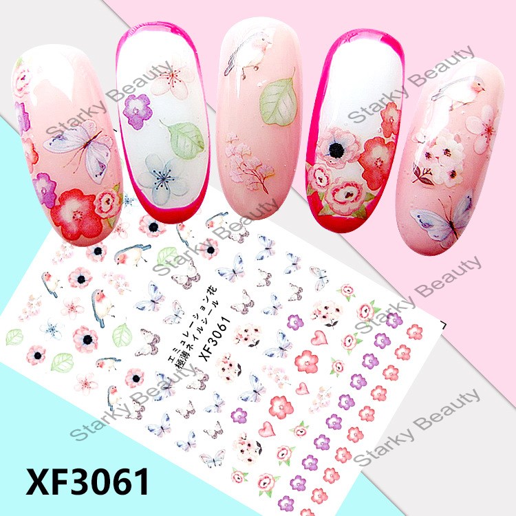 3D Nail Art Sticker Flower Temporary Tattoos Nail Sticker Decorative Decal Sticker