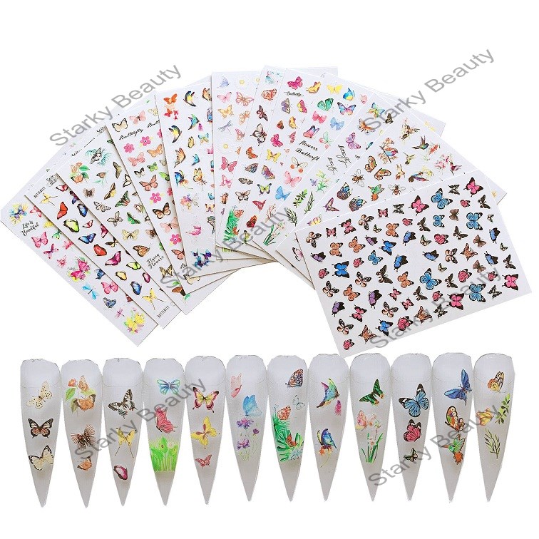 XF Nail art butterfly stickers spring summer butterfly designs manicure