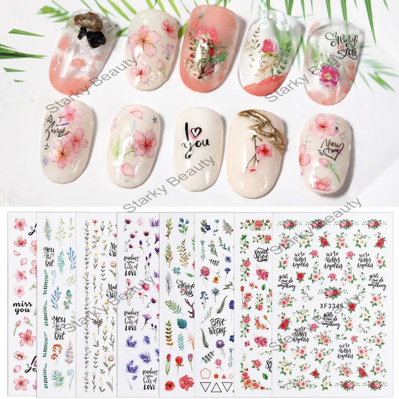 Nail Art Sticker Rose Sun Flower Painted DIY Self-adhesive Paper