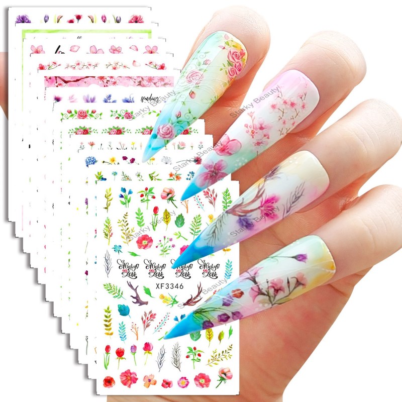 Flower Season Flower Series Nail Stickers Plum Tulip Nail Stickers