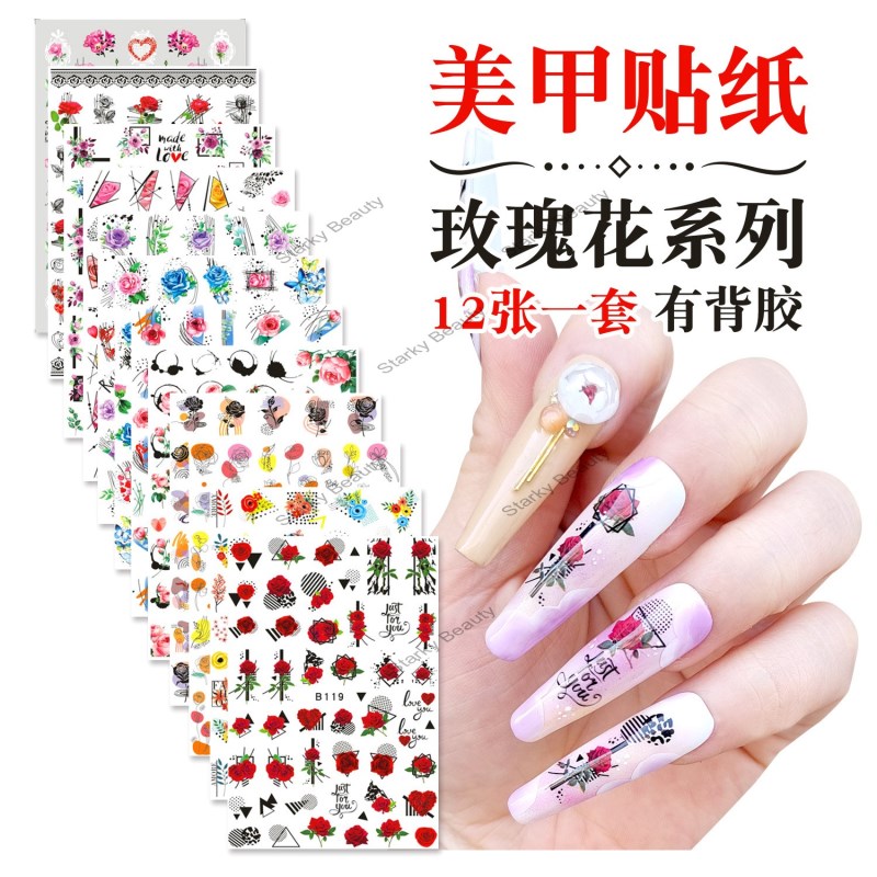 2022 nail stickers roses