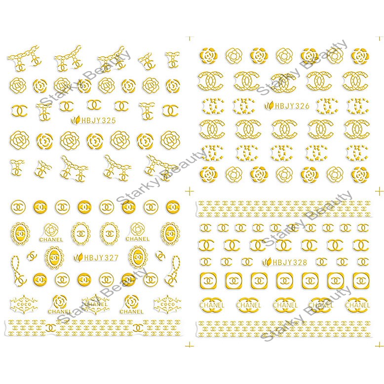 Gold Silver Black White HBJY Nail Stickers Finished Metal Stickers