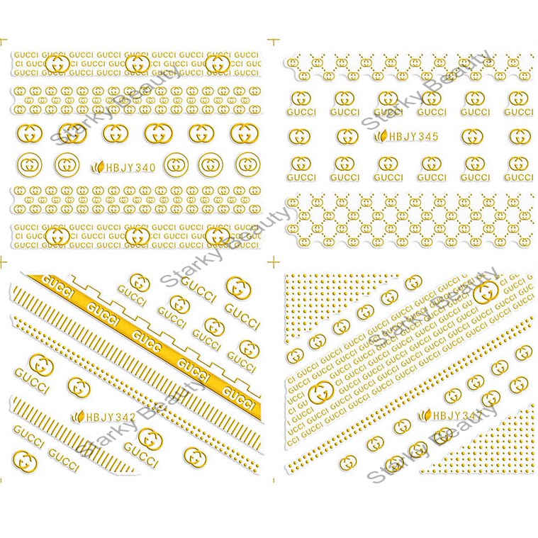 Gold Silver Black White HBJY Nail Stickers Finished Metal Stickers