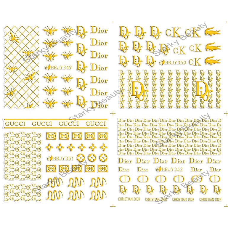 Gold Silver Black White HBJY Nail Stickers Finished Metal Stickers