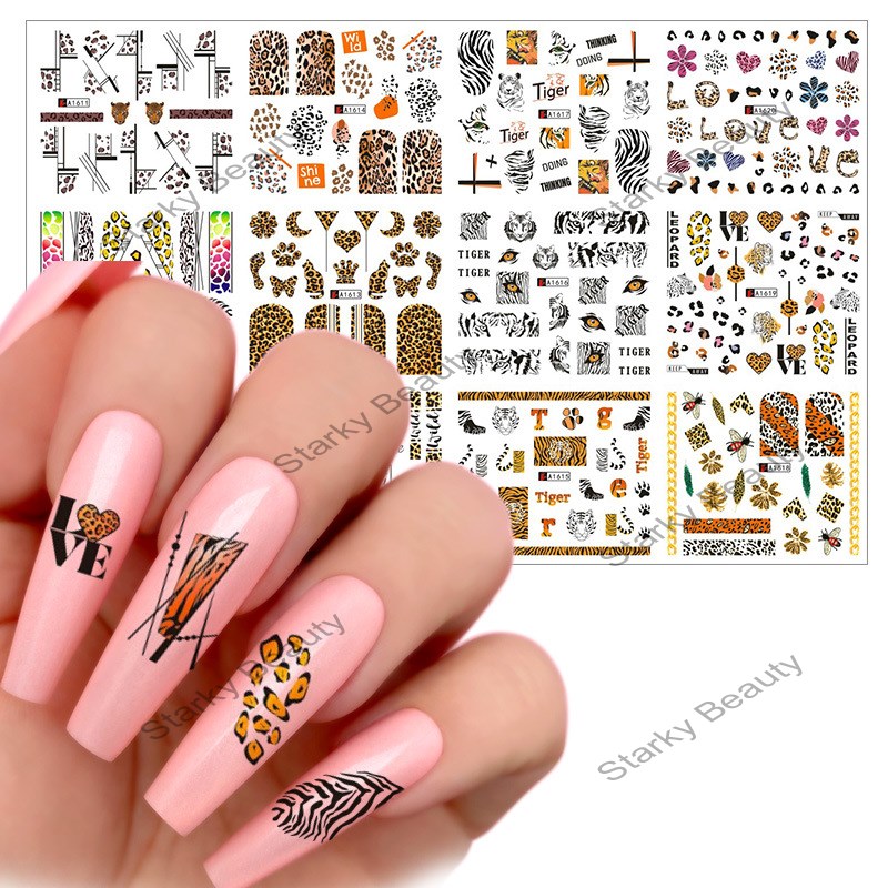 Leopard print Nail Art Water Sticker For Nail Decorations