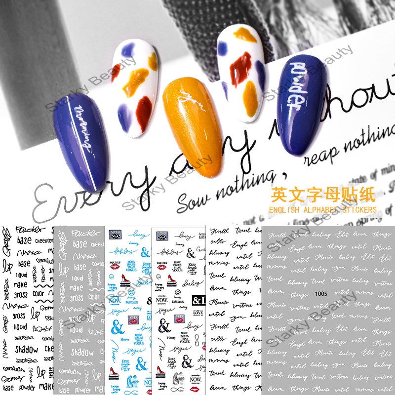 European letters English classic style nail stickers