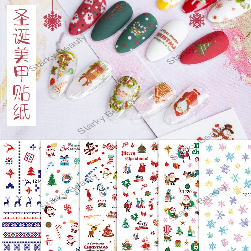 2022 Christmas Mixed Batch Santa Snowflake Winter Nail Stickers