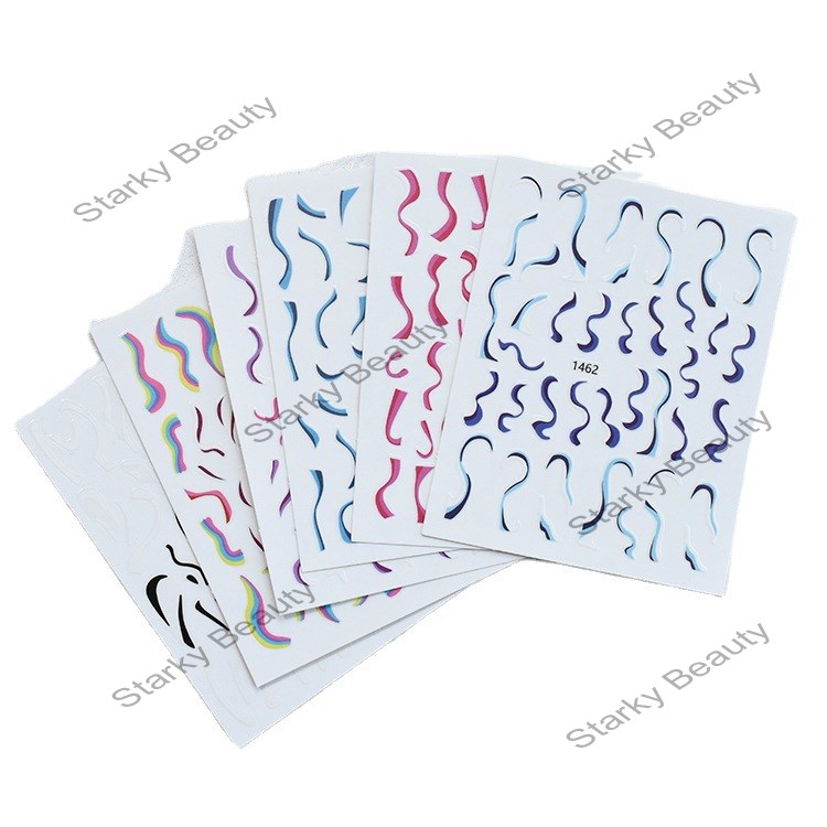 Irregular Curve Nail Stickers Hand Painted Ribbon Nail Stickers