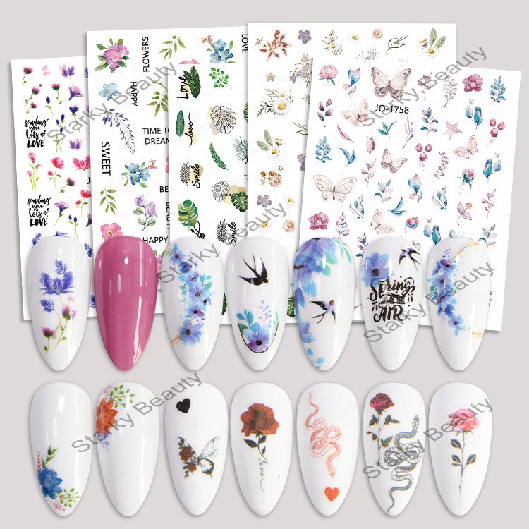 Hot Colorful Sunflower Rose Nail Stickers