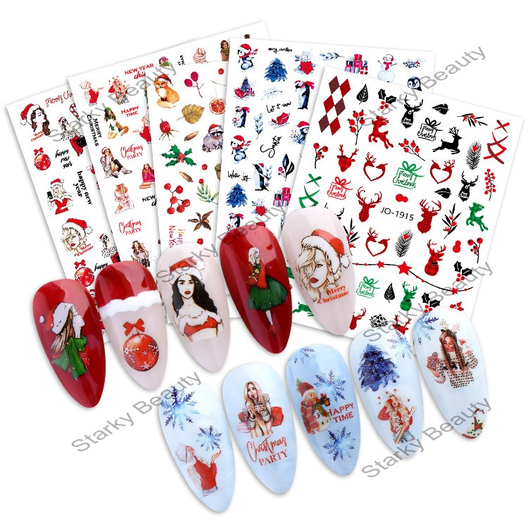 2022 New Christmas 3d Snowflake Elk Santa Claus Beauty Nail Decal