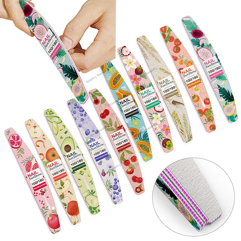 Printing and polishing strip fruit series half-moon shaped manicure nail file