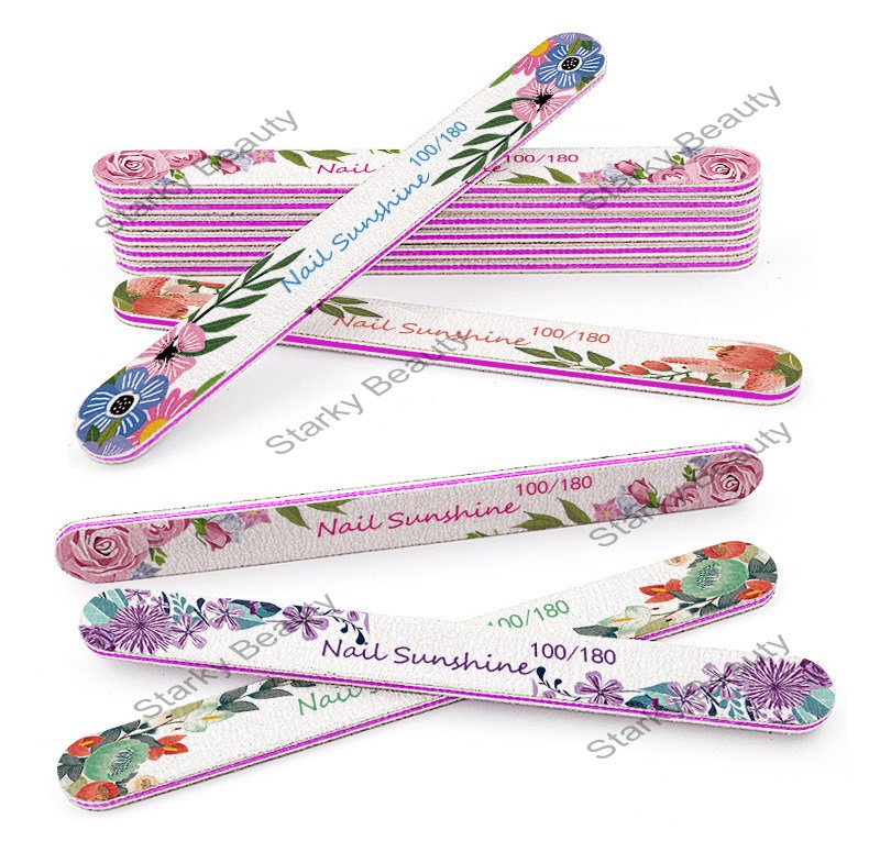 Nail file trimming rubbing polishing strip straight printing manicure tool