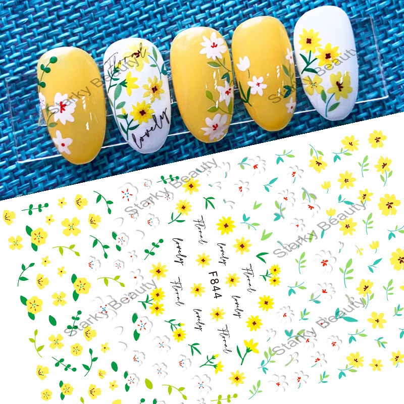 2022 new flower nail stickers spring rose nail stickers