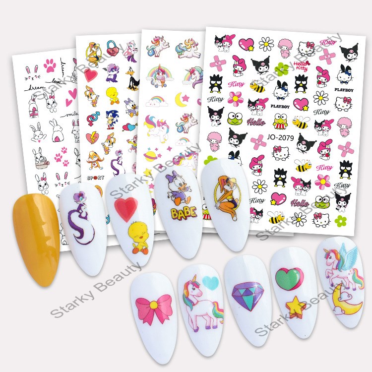 Cartoon Nail Sticker Unicorn Rainbow Horse Nail Sticker