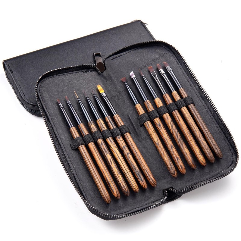 Line Painted Round Nail Gradient Brush Sandalwood Nail Art Brush Set