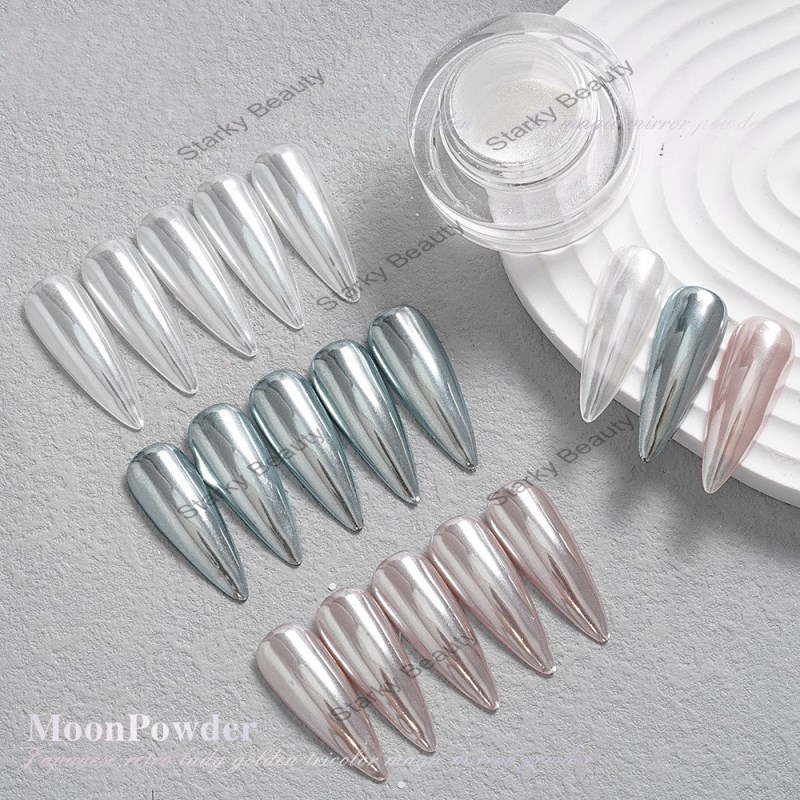 Nail Art White Moonlight Ice Transparent Aurora Powder Symphony Mermaid Glitter