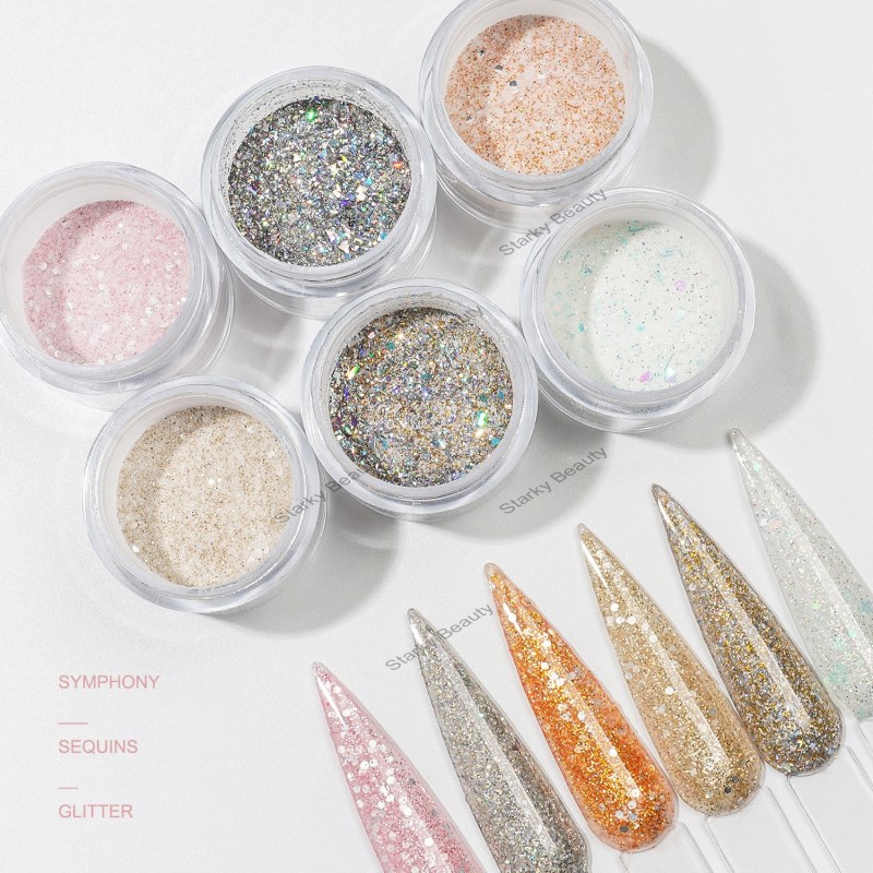 2022 New transparent color Sequin Crystal Dipping Powder Nail Glitter Powder