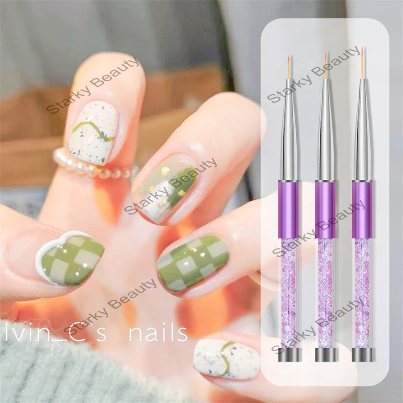 6pcs Purple Diamond Nail Art Brush Set