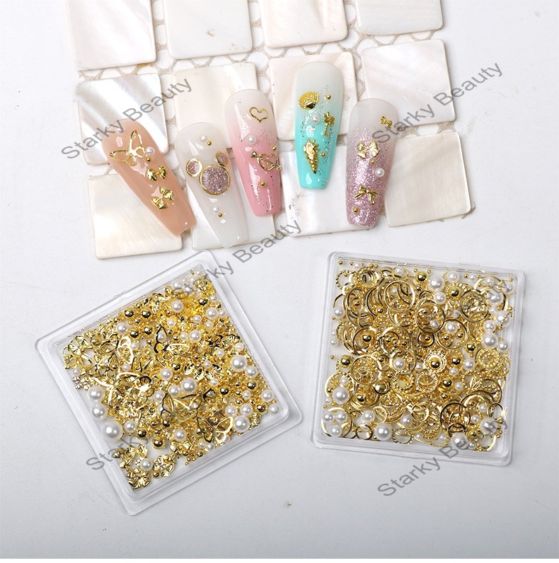 Alloy Rivets Nail Art Ornament Hollow Butterfly Shell Love Nail Decoration