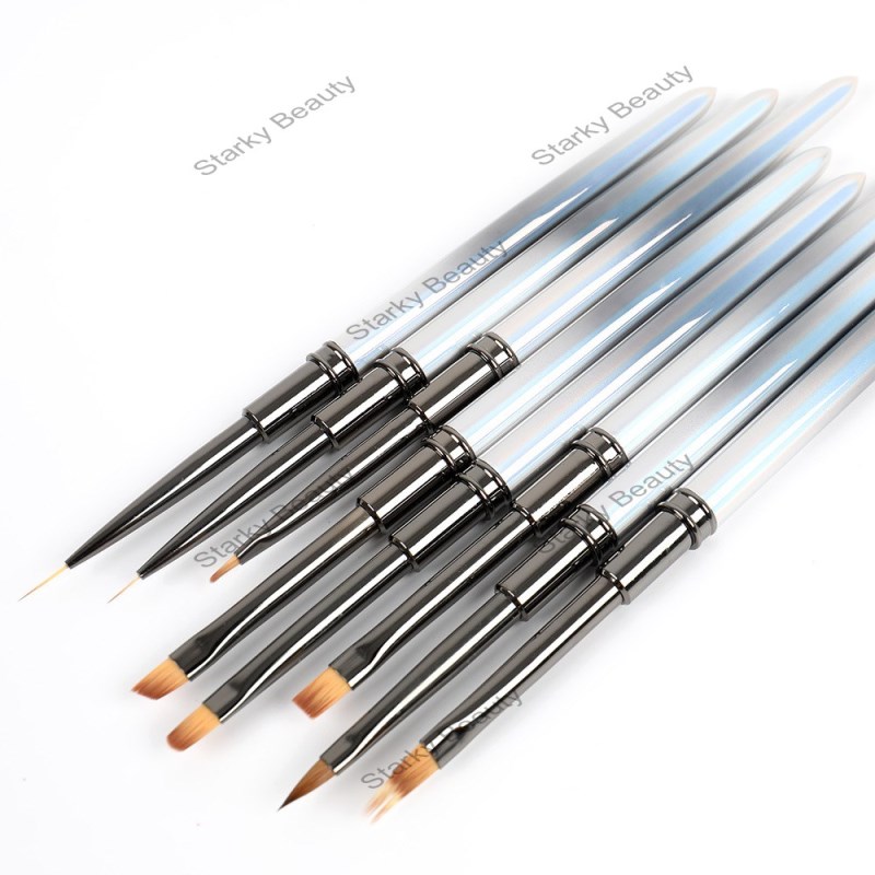 Nail Pen Gradient Gray Metal Rod Nail Brush