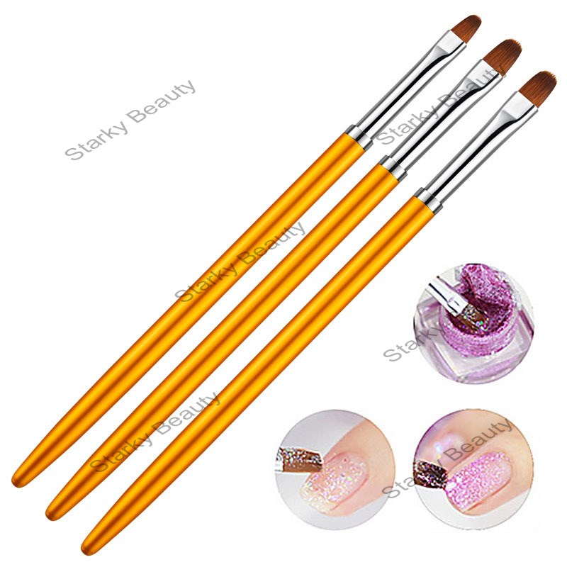 Manicure round head 3pcs golden nail brush