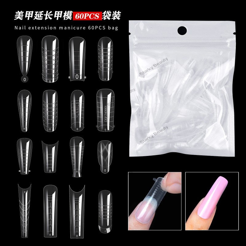 Nail mold crystal extension paperless fast gel extension nail piece 60 pieces bag