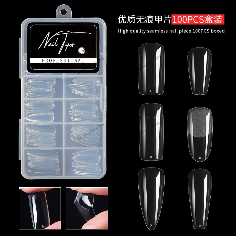 ultra-thin Nail art patch transparent full extension fake nail tips 100pcs box