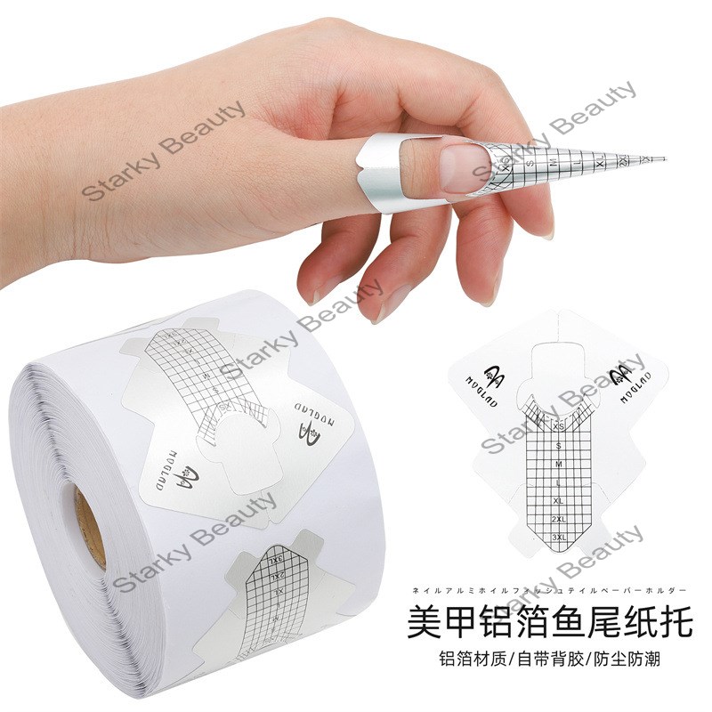 Thickened aluminum foil fish-shaped French extended nail form paper