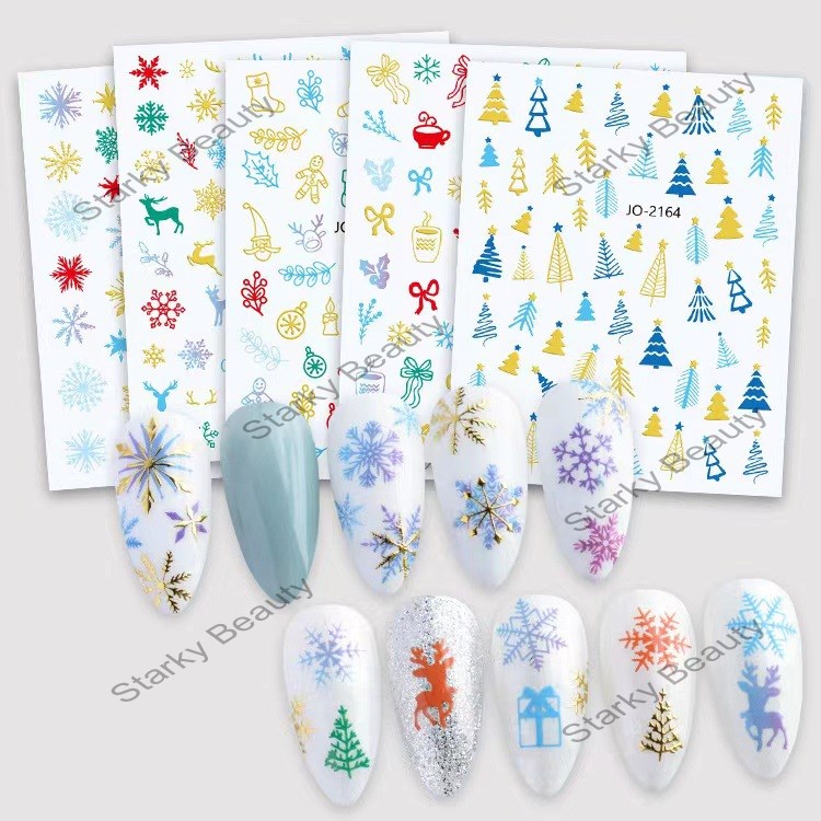 nail art new fluorescent Christmas Sticker with self-adhesive paper card