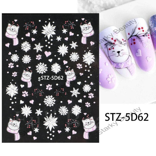 Nail Art Stickers Christmas Embossed Snowflake Adhesive Nail Stickers