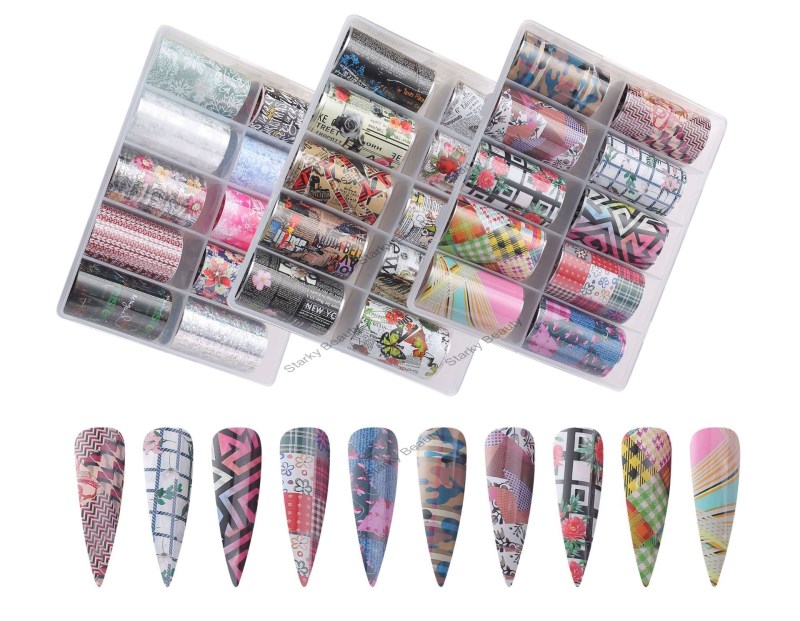 Nail Art Starry Paper Set Transfer Sticker 4*100CM Boxed Flower Butterfly