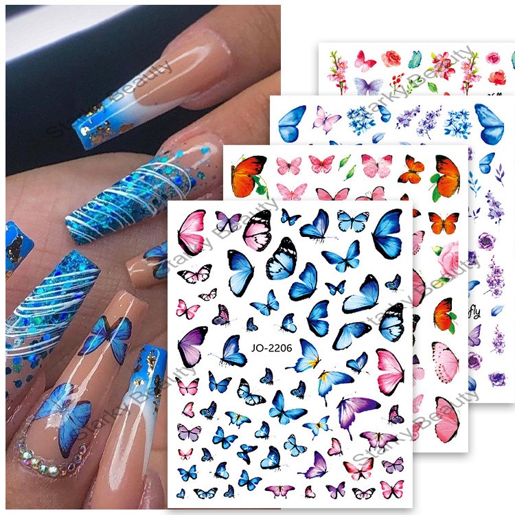 Butterfly nail enhancement sticker watercolor big butterfly nail decoration decal