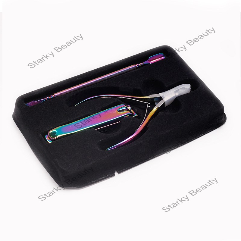 3pcs Cuticle Pusher Nail care set of stainless steel dead skin scissors