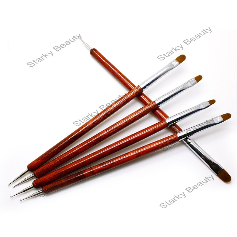 5pcs round head pen dot drill dual purpose nail brush set