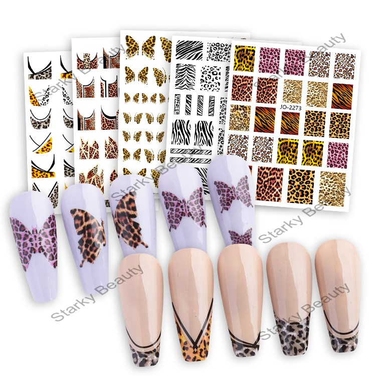 2022 New nail sticker leopard butterfly sticker