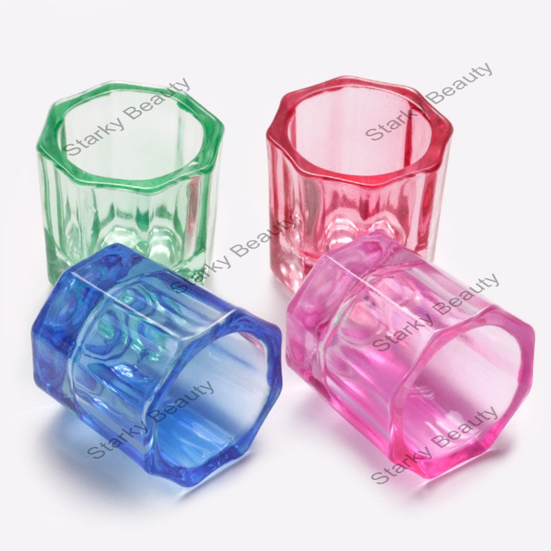 Nail small octagonal crystal cup glass nail washing cup liquid cup