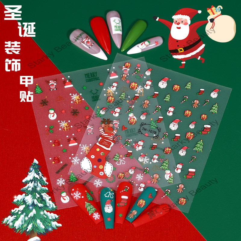 Christmas nail sticker wholesale DIY nail sticker snowman snowflake nail sticker