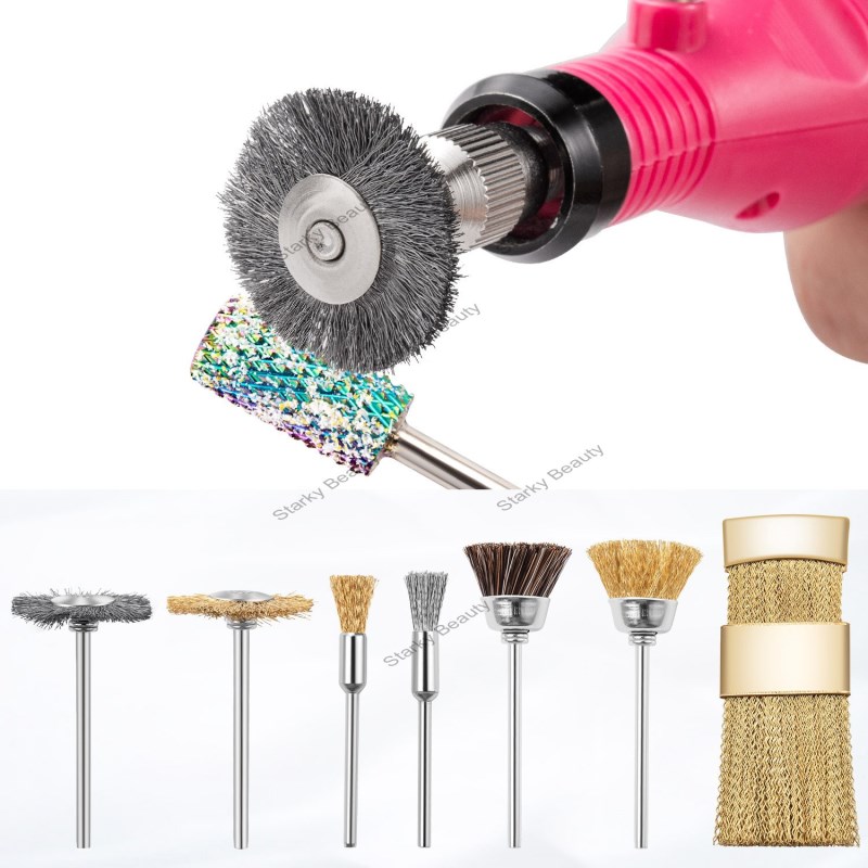 Small copper wire brush for nail polish head cleaning