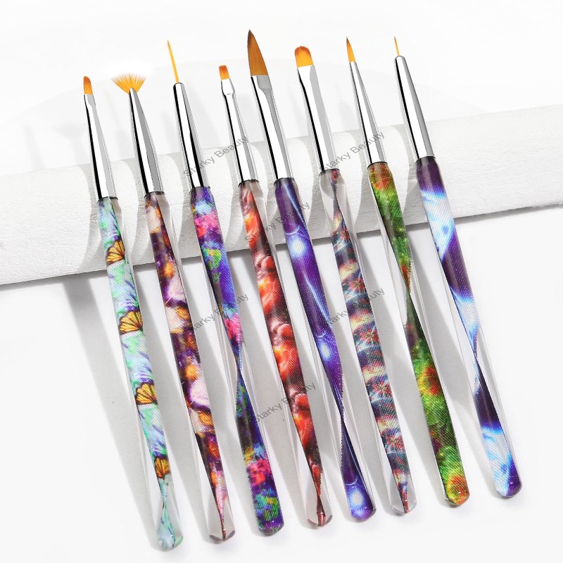 Acrylic transparent ribbon nail care pen set Colorful painting gel brush