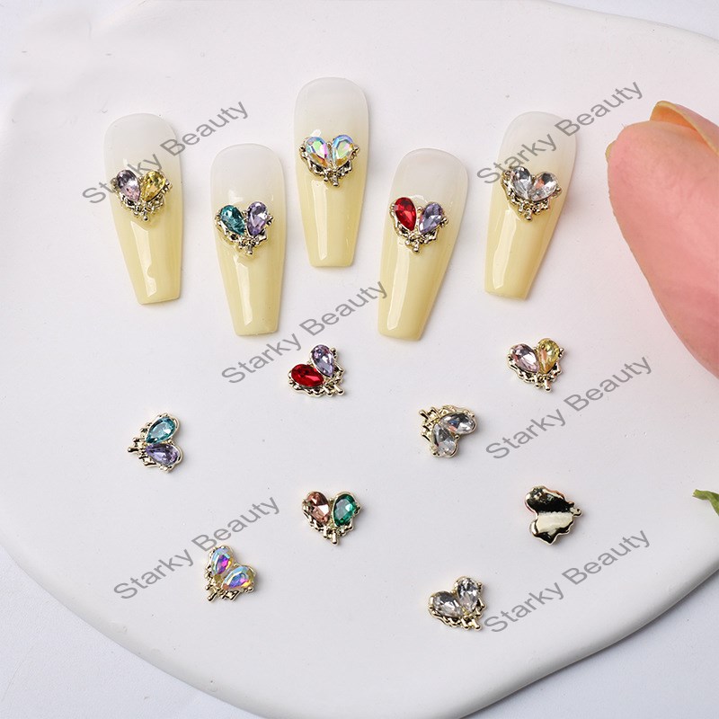 2022 Love Nail Auger Super Flash Double Color Starlight Peach Heart Nail Jewelry