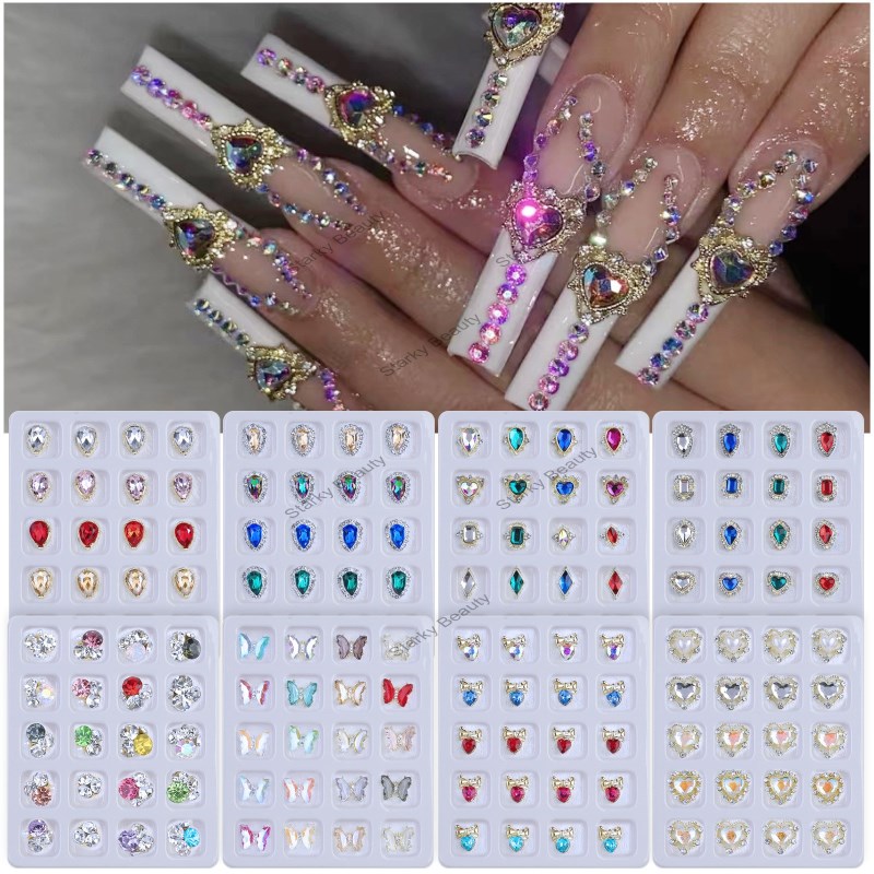 Nail alloy nail jewelry love diamond crystal butterfly fancy shaped diamond