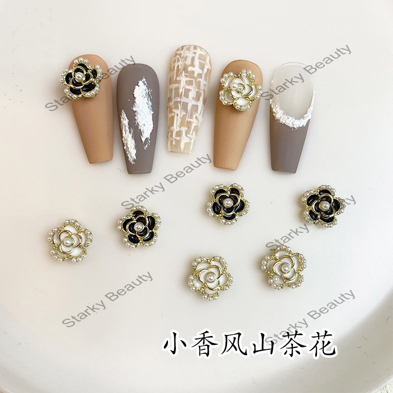 Pearl Mountain Tea Flower Nail Alloy Jewelry Rose Simple French Nail Decoration