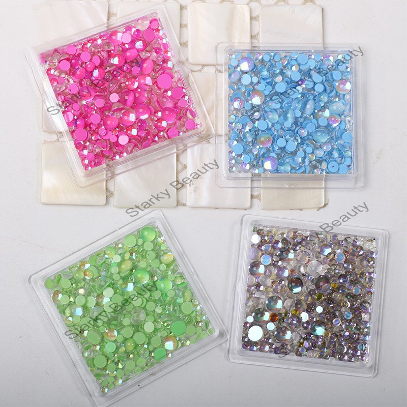 Mermaid Beads Resin Color Transparent Aurora Diamond Nail Accessories Size Mixed